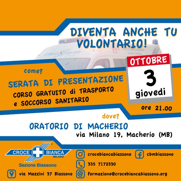 Locandina Evento Croce Bianca